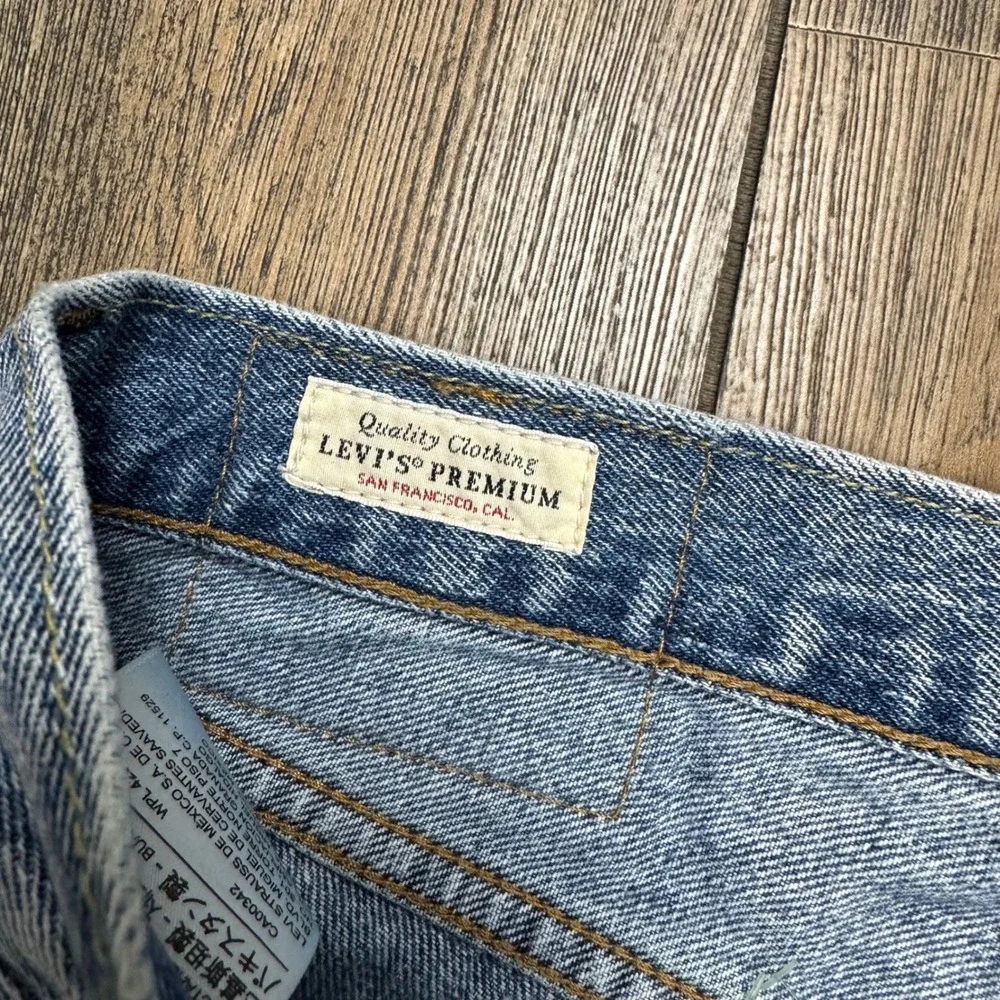 Levis Premium 551 Z Straight California Patched Jeans Blue Denim Mens 32x30